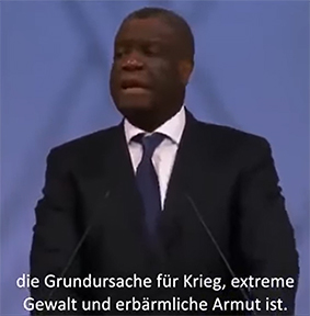 Sehenswertes Video: Denis Mukwege (DR Kongo) in seiner Nobelpreis-Rede zu Problemen rohstoffreicher Entwicklungsländer und Ausbeutung seiner Heimat