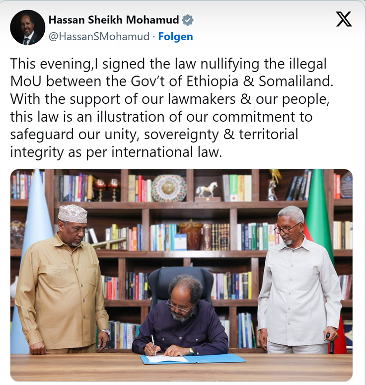 Lesetipp/Der Standard: Somalia "annulliert" Deal zwischen Äthiopien und Somaliland