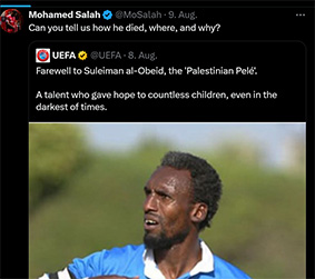 Ägyptens Fußballstar Salah kritisiert die UEFA zu den Umständen des Todes des „palästinensischen Pelé“