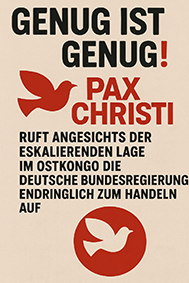 Genug ist genug! Pax Christi ruft angesichts der eskalierenden Lage im Ostkongo die deutsche Bundesregierung eindringlich zum Handeln auf