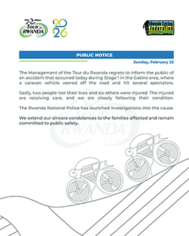 Tour du Rwanda: Zwei Zuschauer durch Kontrollverlust eines Fahrzeugs getötet